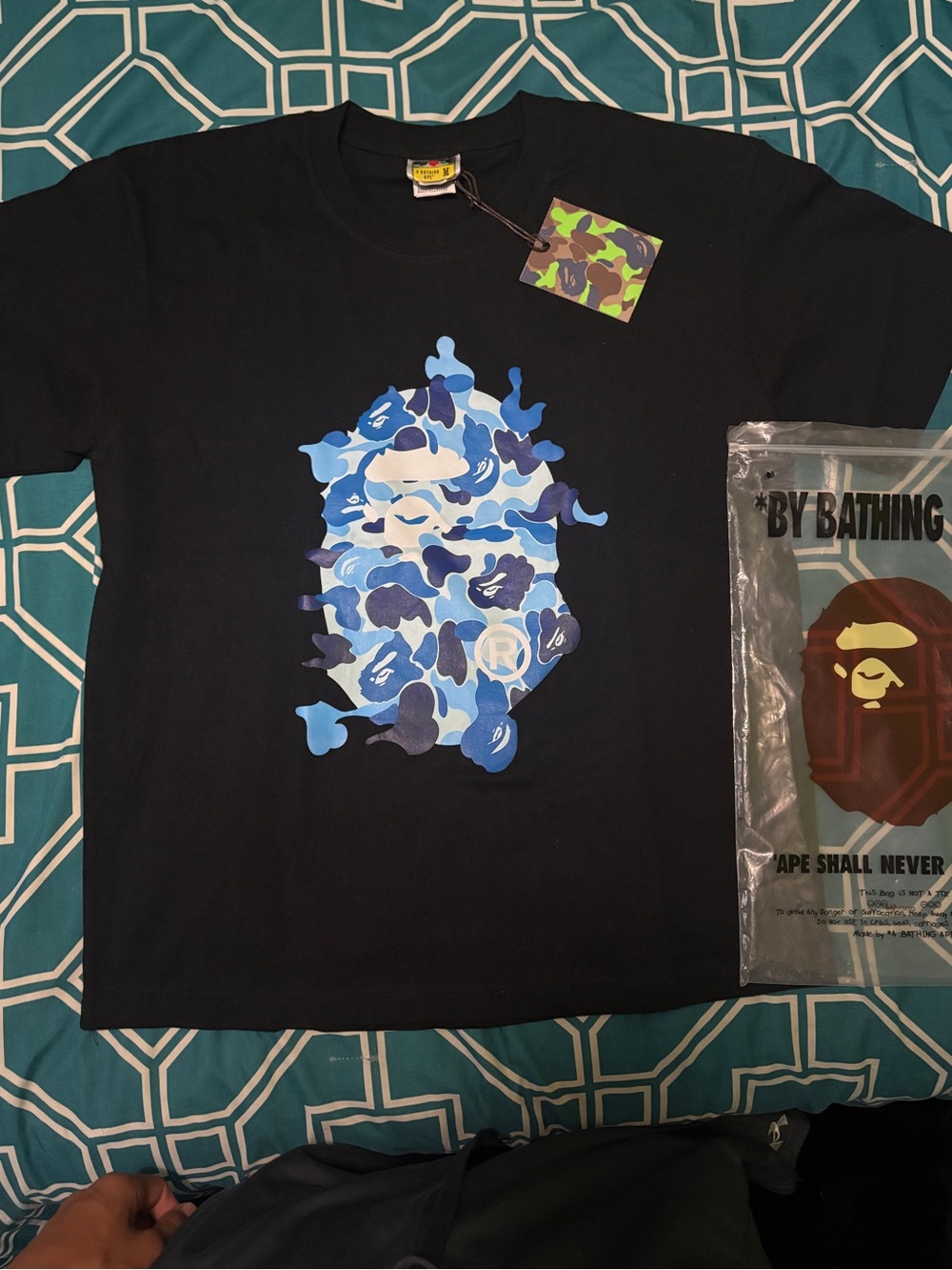 Blue Bape logo T shirt